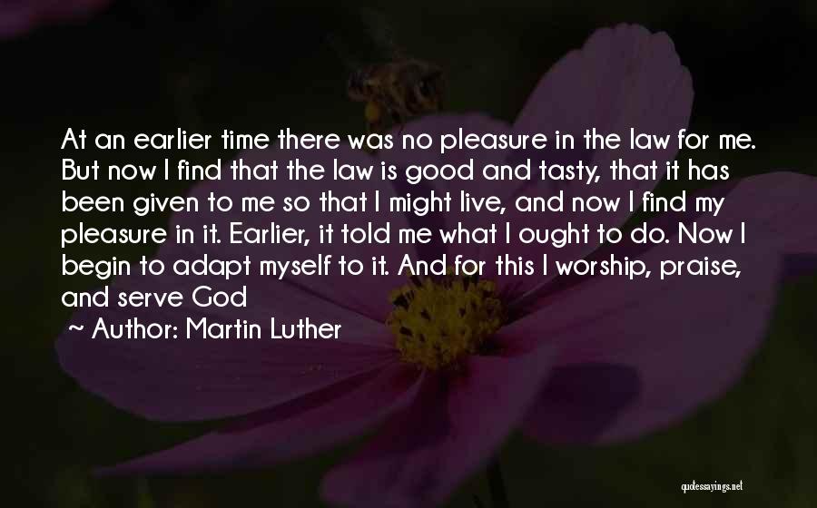 Martin Luther Quotes: At An Earlier Time There Was No Pleasure In The Law For Me. But Now I Find That The Law