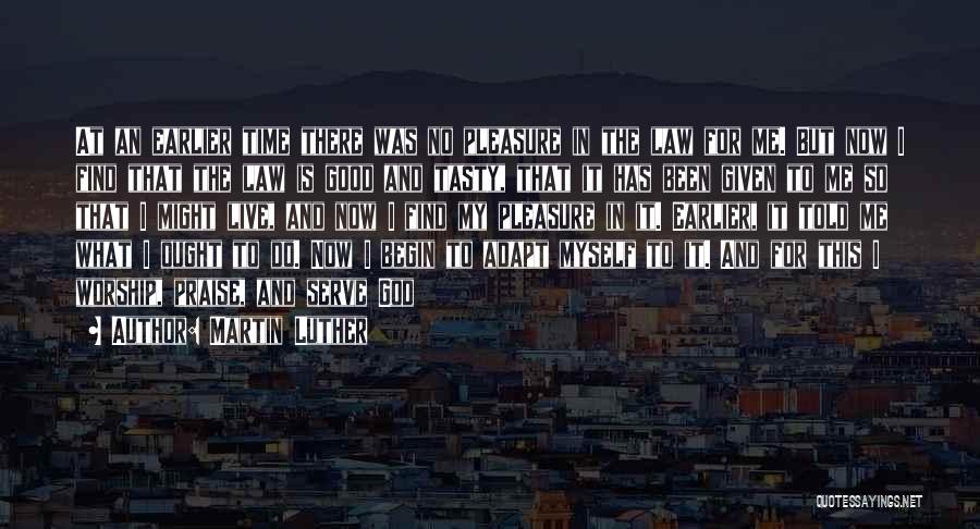 Martin Luther Quotes: At An Earlier Time There Was No Pleasure In The Law For Me. But Now I Find That The Law