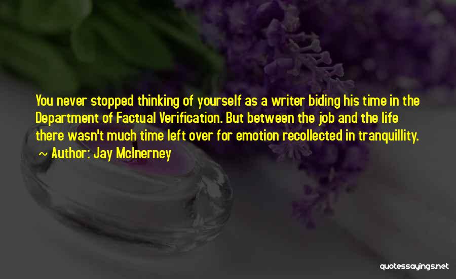 Jay McInerney Quotes: You Never Stopped Thinking Of Yourself As A Writer Biding His Time In The Department Of Factual Verification. But Between