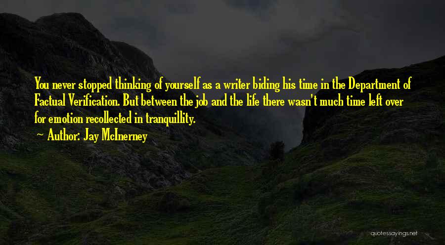 Jay McInerney Quotes: You Never Stopped Thinking Of Yourself As A Writer Biding His Time In The Department Of Factual Verification. But Between