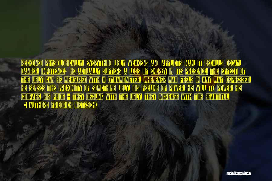 Friedrich Nietzsche Quotes: Reckoned Physiologically, Everything Ugly Weakens And Afflicts Man. It Recalls Decay, Danger, Impotence; He Actually Suffers A Loss Of Energy