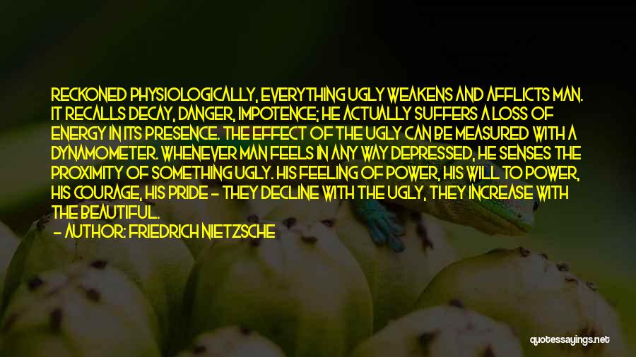 Friedrich Nietzsche Quotes: Reckoned Physiologically, Everything Ugly Weakens And Afflicts Man. It Recalls Decay, Danger, Impotence; He Actually Suffers A Loss Of Energy