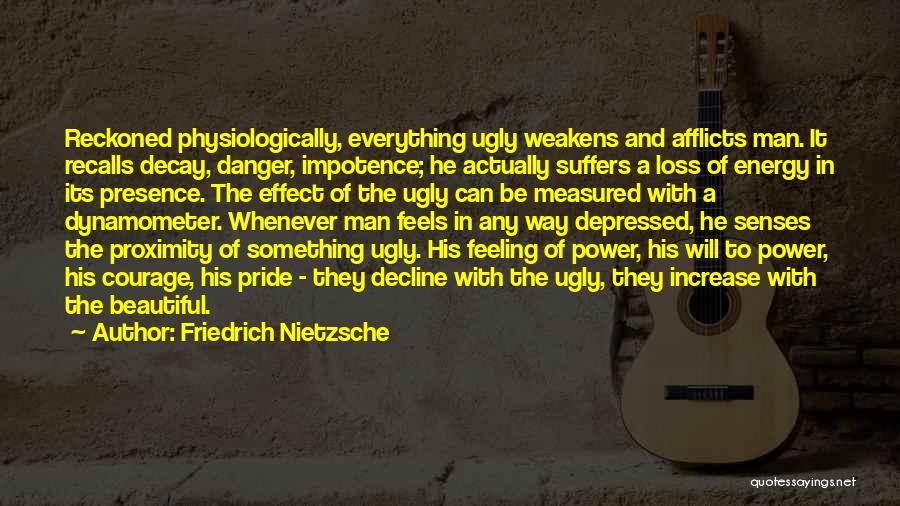 Friedrich Nietzsche Quotes: Reckoned Physiologically, Everything Ugly Weakens And Afflicts Man. It Recalls Decay, Danger, Impotence; He Actually Suffers A Loss Of Energy