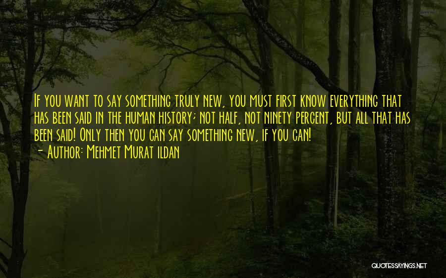 Mehmet Murat Ildan Quotes: If You Want To Say Something Truly New, You Must First Know Everything That Has Been Said In The Human