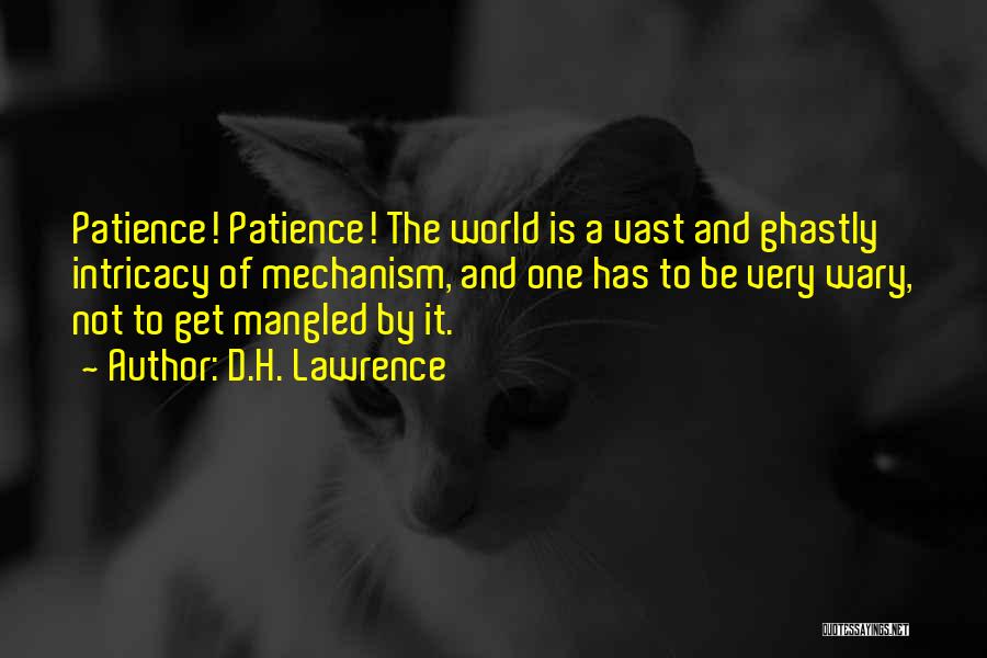 D.H. Lawrence Quotes: Patience! Patience! The World Is A Vast And Ghastly Intricacy Of Mechanism, And One Has To Be Very Wary, Not
