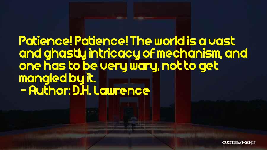 D.H. Lawrence Quotes: Patience! Patience! The World Is A Vast And Ghastly Intricacy Of Mechanism, And One Has To Be Very Wary, Not