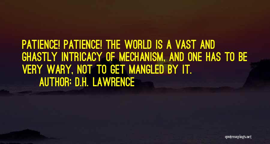 D.H. Lawrence Quotes: Patience! Patience! The World Is A Vast And Ghastly Intricacy Of Mechanism, And One Has To Be Very Wary, Not