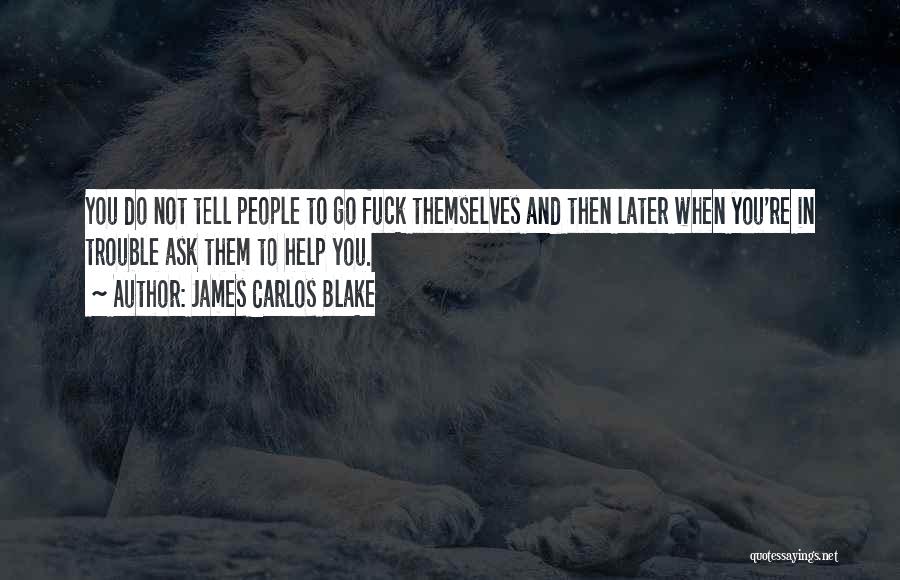 James Carlos Blake Quotes: You Do Not Tell People To Go Fuck Themselves And Then Later When You're In Trouble Ask Them To Help