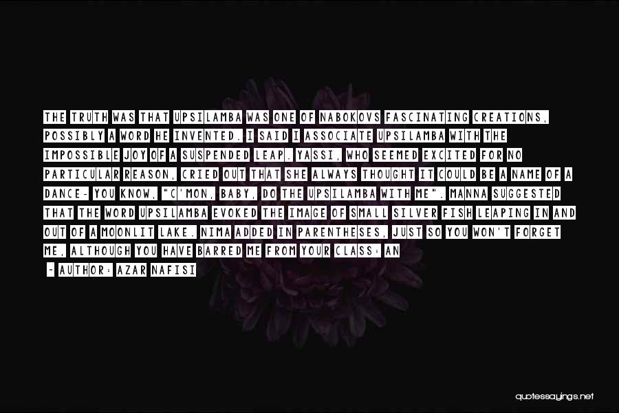 Azar Nafisi Quotes: The Truth Was That Upsilamba Was One Of Nabokovs Fascinating Creations, Possibly A Word He Invented. I Said I Associate