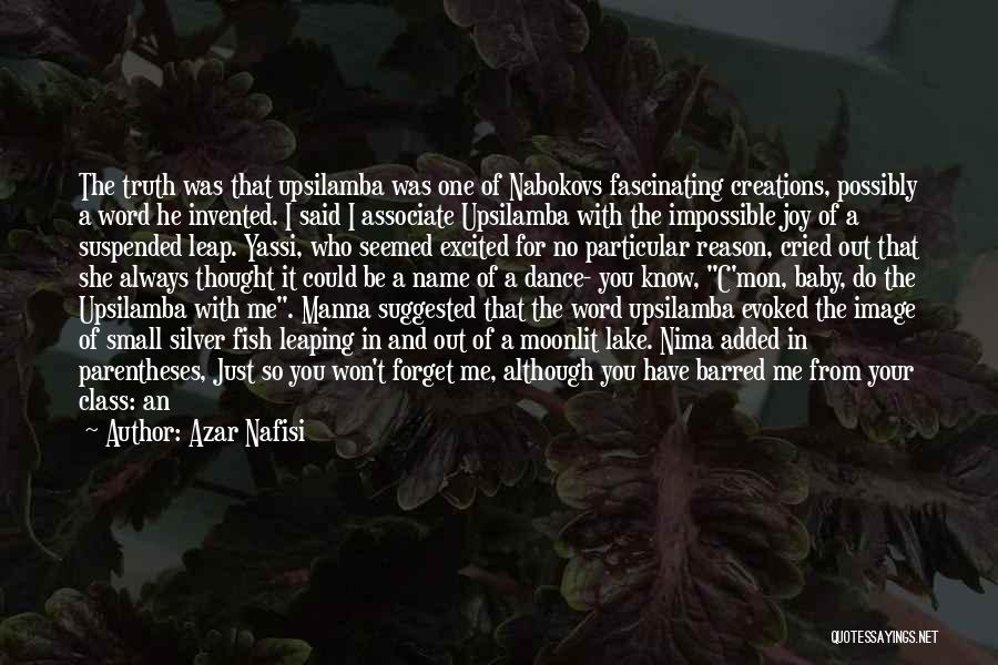 Azar Nafisi Quotes: The Truth Was That Upsilamba Was One Of Nabokovs Fascinating Creations, Possibly A Word He Invented. I Said I Associate