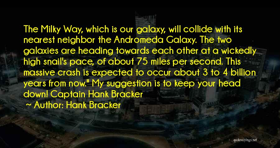 Hank Bracker Quotes: The Milky Way, Which Is Our Galaxy, Will Collide With Its Nearest Neighbor The Andromeda Galaxy. The Two Galaxies Are