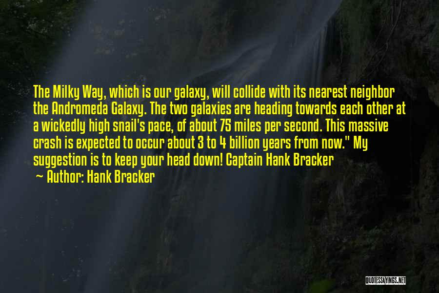 Hank Bracker Quotes: The Milky Way, Which Is Our Galaxy, Will Collide With Its Nearest Neighbor The Andromeda Galaxy. The Two Galaxies Are