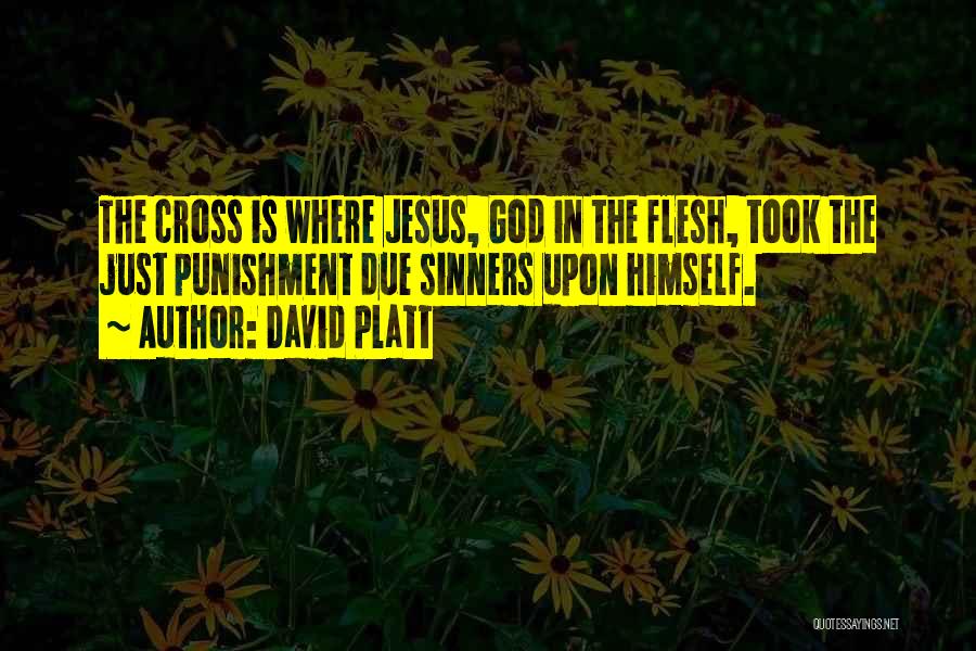 David Platt Quotes: The Cross Is Where Jesus, God In The Flesh, Took The Just Punishment Due Sinners Upon Himself.