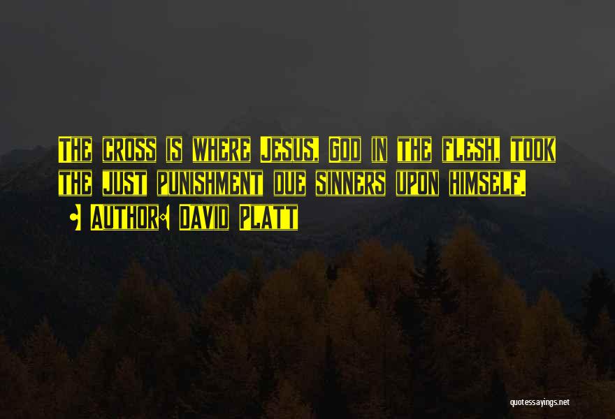 David Platt Quotes: The Cross Is Where Jesus, God In The Flesh, Took The Just Punishment Due Sinners Upon Himself.