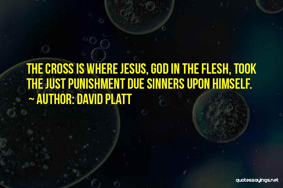 David Platt Quotes: The Cross Is Where Jesus, God In The Flesh, Took The Just Punishment Due Sinners Upon Himself.