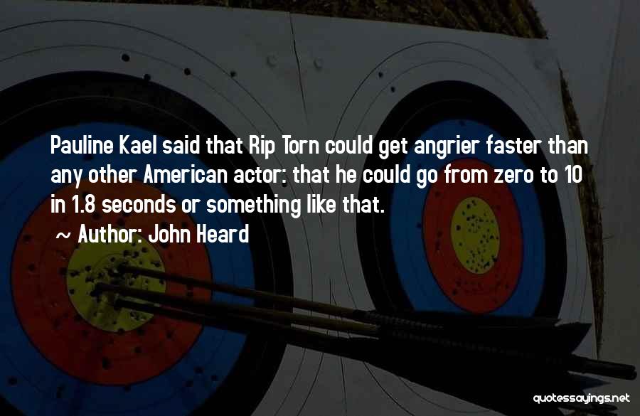 John Heard Quotes: Pauline Kael Said That Rip Torn Could Get Angrier Faster Than Any Other American Actor: That He Could Go From