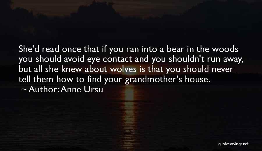 Anne Ursu Quotes: She'd Read Once That If You Ran Into A Bear In The Woods You Should Avoid Eye Contact And You