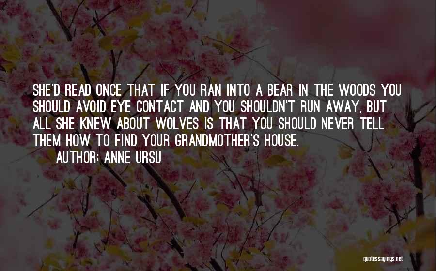 Anne Ursu Quotes: She'd Read Once That If You Ran Into A Bear In The Woods You Should Avoid Eye Contact And You