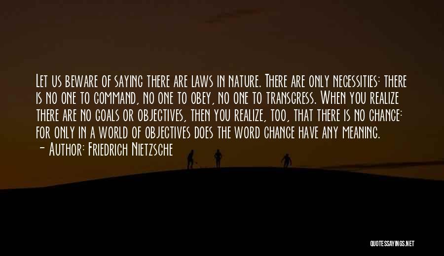 Friedrich Nietzsche Quotes: Let Us Beware Of Saying There Are Laws In Nature. There Are Only Necessities: There Is No One To Command,