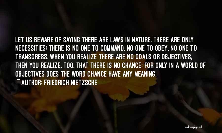 Friedrich Nietzsche Quotes: Let Us Beware Of Saying There Are Laws In Nature. There Are Only Necessities: There Is No One To Command,