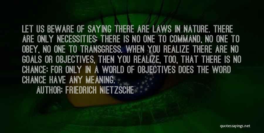 Friedrich Nietzsche Quotes: Let Us Beware Of Saying There Are Laws In Nature. There Are Only Necessities: There Is No One To Command,