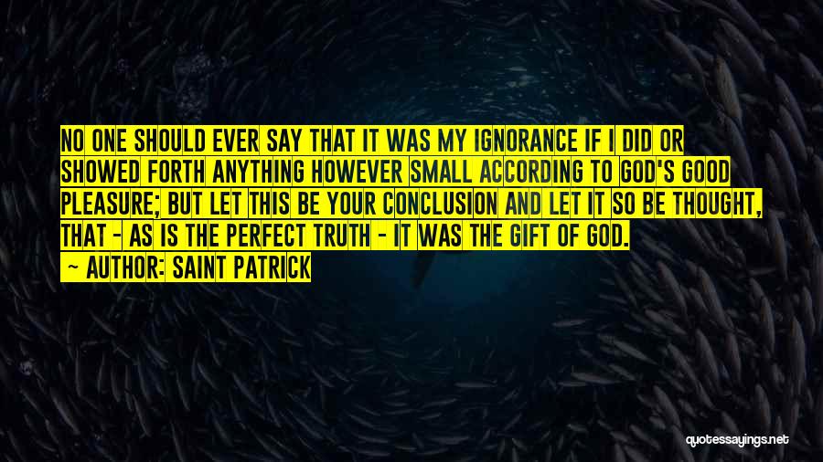 Saint Patrick Quotes: No One Should Ever Say That It Was My Ignorance If I Did Or Showed Forth Anything However Small According