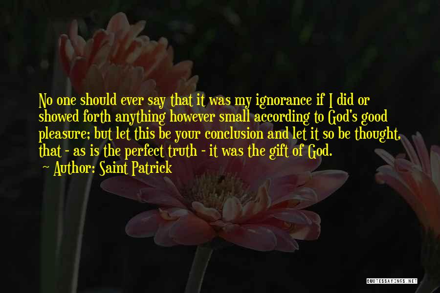 Saint Patrick Quotes: No One Should Ever Say That It Was My Ignorance If I Did Or Showed Forth Anything However Small According