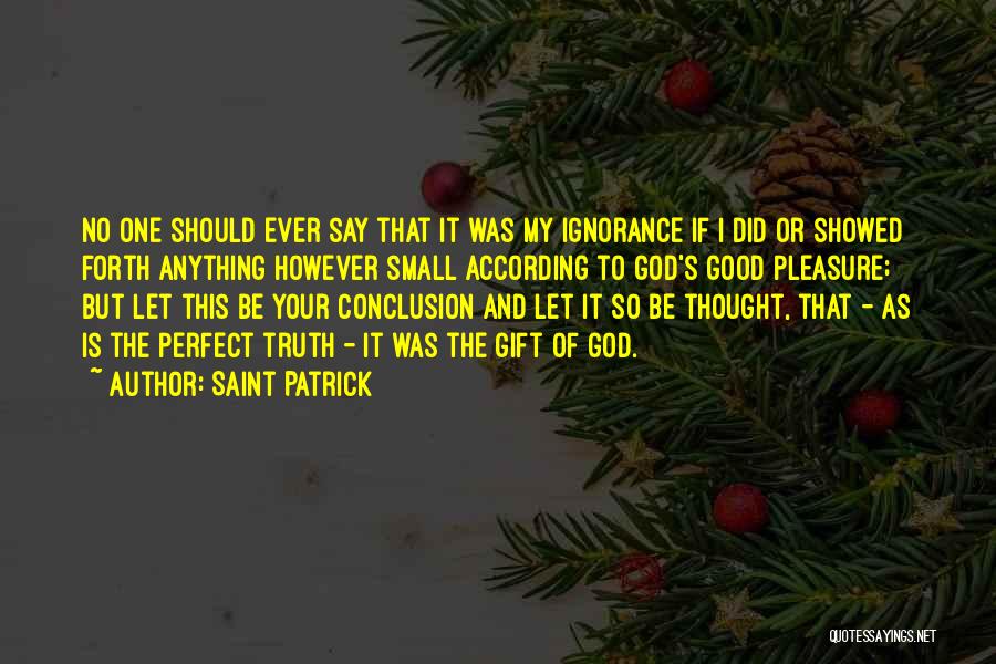 Saint Patrick Quotes: No One Should Ever Say That It Was My Ignorance If I Did Or Showed Forth Anything However Small According