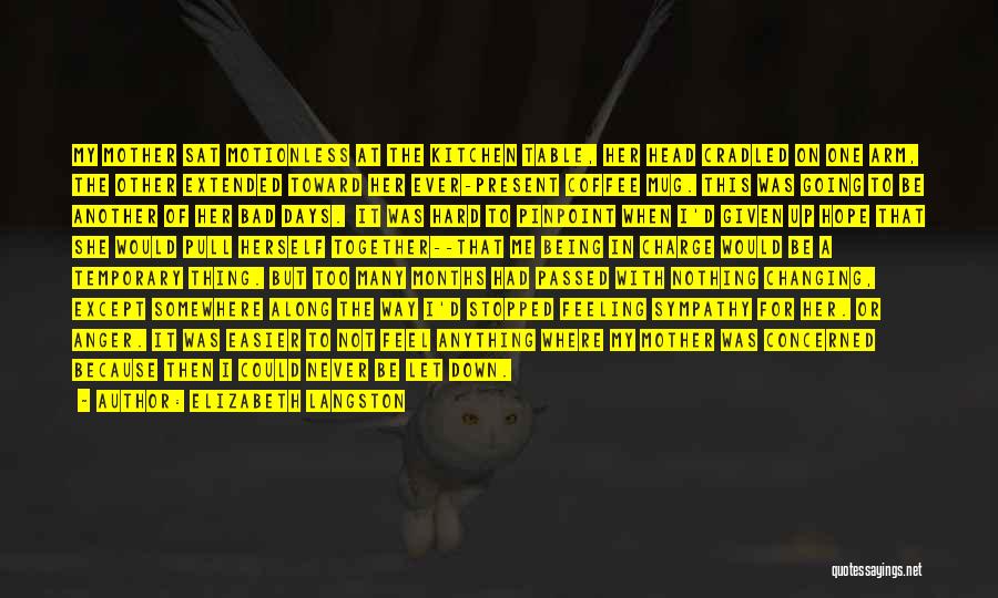 Elizabeth Langston Quotes: My Mother Sat Motionless At The Kitchen Table, Her Head Cradled On One Arm, The Other Extended Toward Her Ever-present
