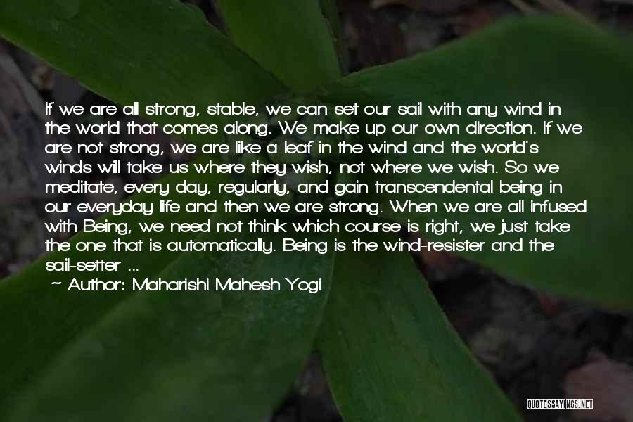 Maharishi Mahesh Yogi Quotes: If We Are All Strong, Stable, We Can Set Our Sail With Any Wind In The World That Comes Along.