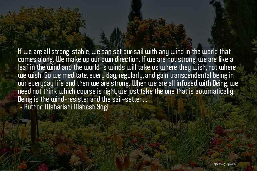 Maharishi Mahesh Yogi Quotes: If We Are All Strong, Stable, We Can Set Our Sail With Any Wind In The World That Comes Along.