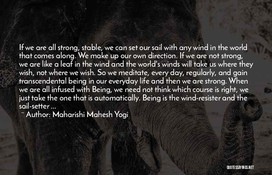 Maharishi Mahesh Yogi Quotes: If We Are All Strong, Stable, We Can Set Our Sail With Any Wind In The World That Comes Along.