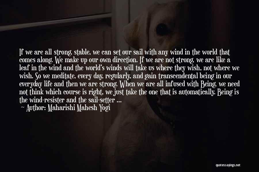 Maharishi Mahesh Yogi Quotes: If We Are All Strong, Stable, We Can Set Our Sail With Any Wind In The World That Comes Along.