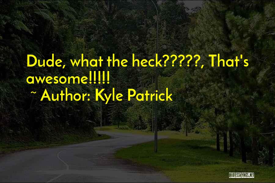 Kyle Patrick Quotes: Dude, What The Heck?????, That's Awesome!!!!!