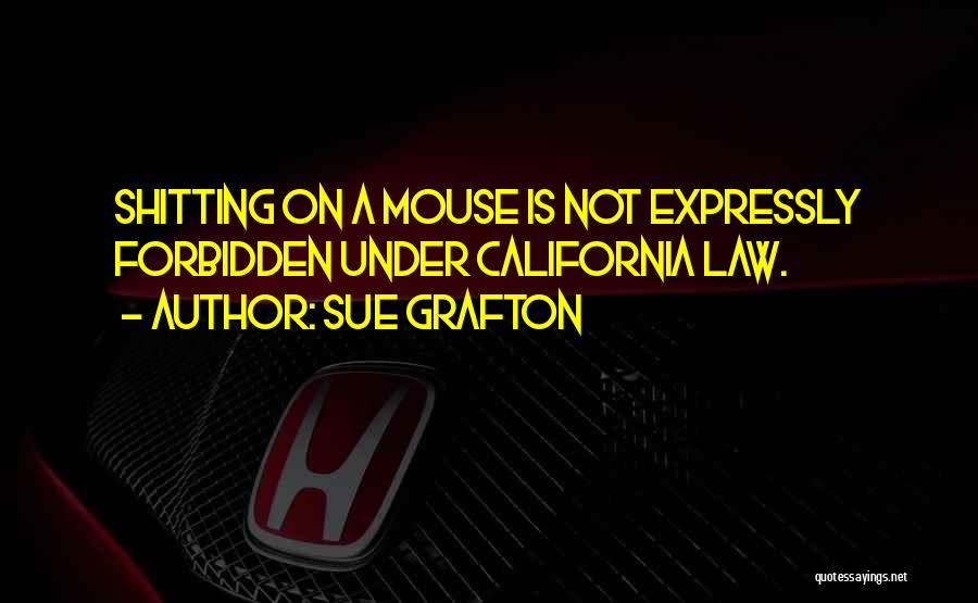 Sue Grafton Quotes: Shitting On A Mouse Is Not Expressly Forbidden Under California Law.