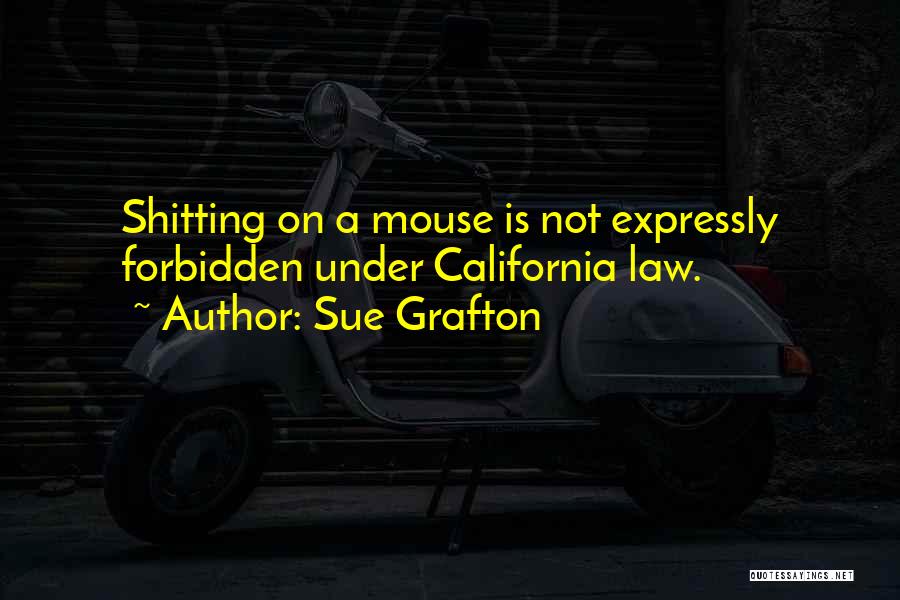 Sue Grafton Quotes: Shitting On A Mouse Is Not Expressly Forbidden Under California Law.