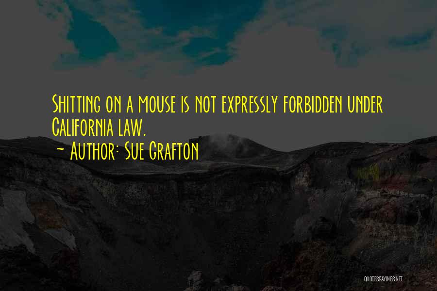 Sue Grafton Quotes: Shitting On A Mouse Is Not Expressly Forbidden Under California Law.