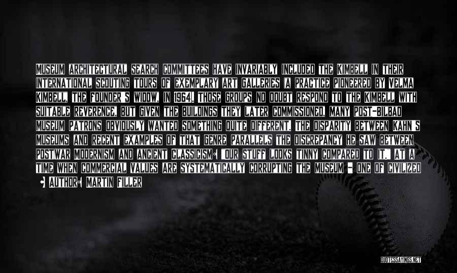 Martin Filler Quotes: Museum Architectural Search Committees Have Invariably Included The Kimbell In Their International Scouting Tours Of Exemplary Art Galleries (a Practice