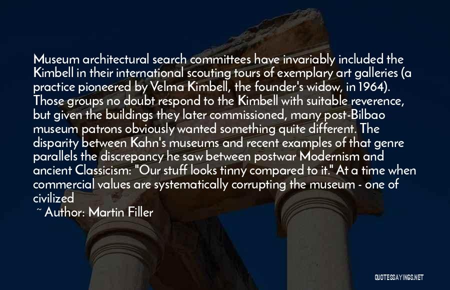 Martin Filler Quotes: Museum Architectural Search Committees Have Invariably Included The Kimbell In Their International Scouting Tours Of Exemplary Art Galleries (a Practice