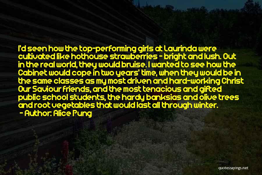 Alice Pung Quotes: I'd Seen How The Top-performing Girls At Laurinda Were Cultivated Like Hothouse Strawberries - Bright And Lush. Out In The