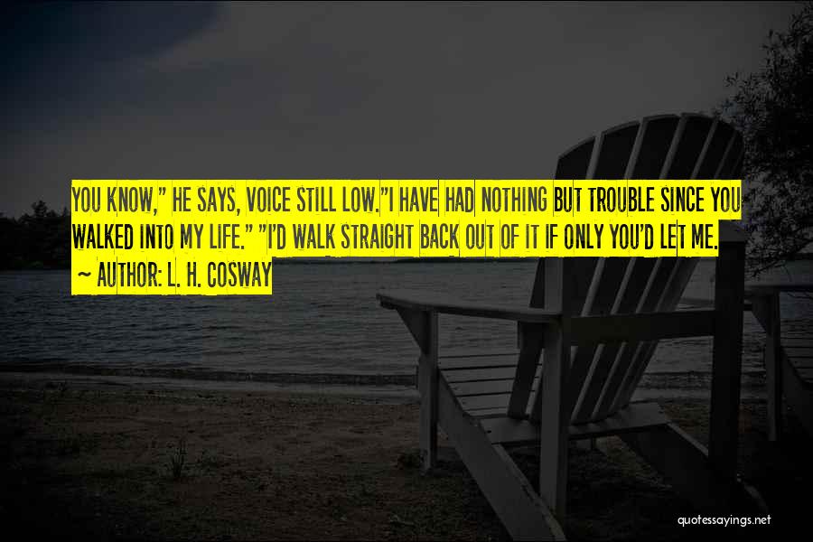 L. H. Cosway Quotes: You Know, He Says, Voice Still Low.i Have Had Nothing But Trouble Since You Walked Into My Life. I'd Walk