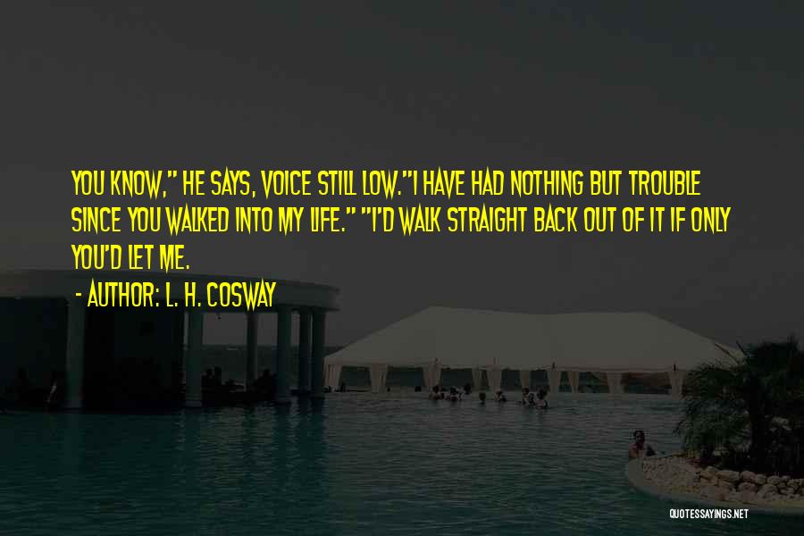 L. H. Cosway Quotes: You Know, He Says, Voice Still Low.i Have Had Nothing But Trouble Since You Walked Into My Life. I'd Walk