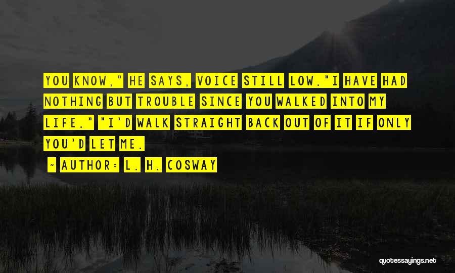 L. H. Cosway Quotes: You Know, He Says, Voice Still Low.i Have Had Nothing But Trouble Since You Walked Into My Life. I'd Walk