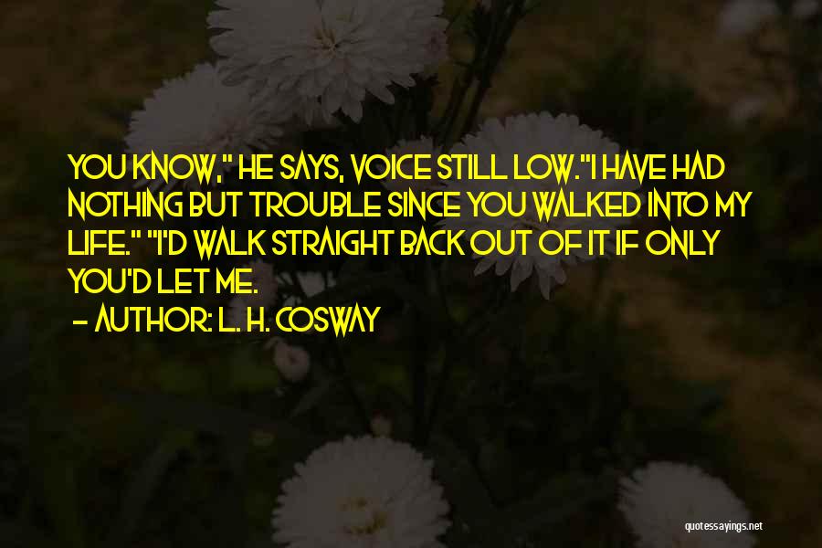 L. H. Cosway Quotes: You Know, He Says, Voice Still Low.i Have Had Nothing But Trouble Since You Walked Into My Life. I'd Walk