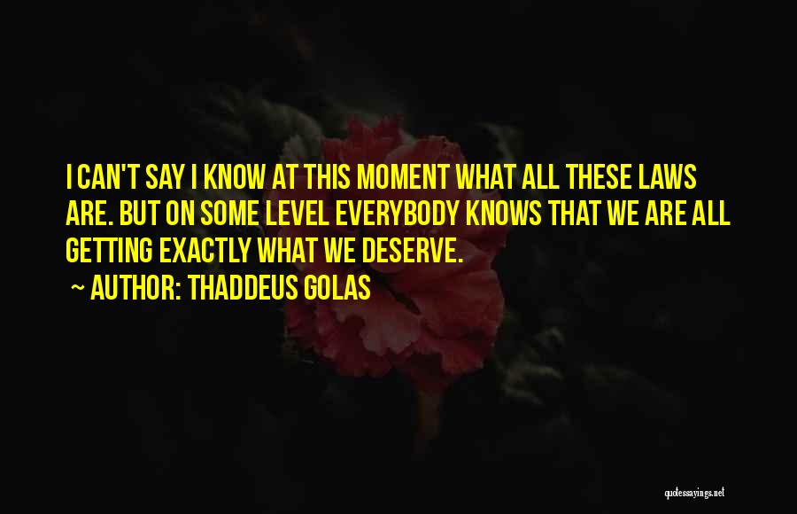 Thaddeus Golas Quotes: I Can't Say I Know At This Moment What All These Laws Are. But On Some Level Everybody Knows That