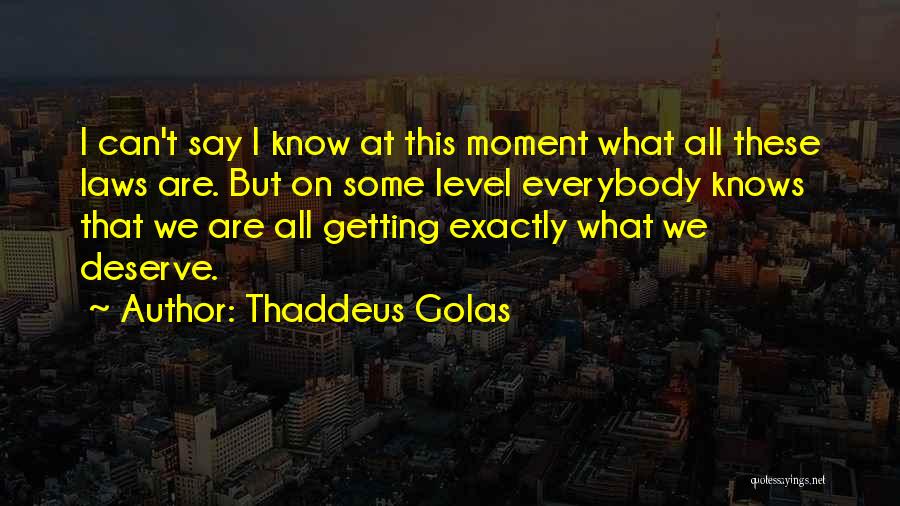 Thaddeus Golas Quotes: I Can't Say I Know At This Moment What All These Laws Are. But On Some Level Everybody Knows That