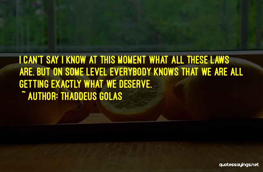 Thaddeus Golas Quotes: I Can't Say I Know At This Moment What All These Laws Are. But On Some Level Everybody Knows That