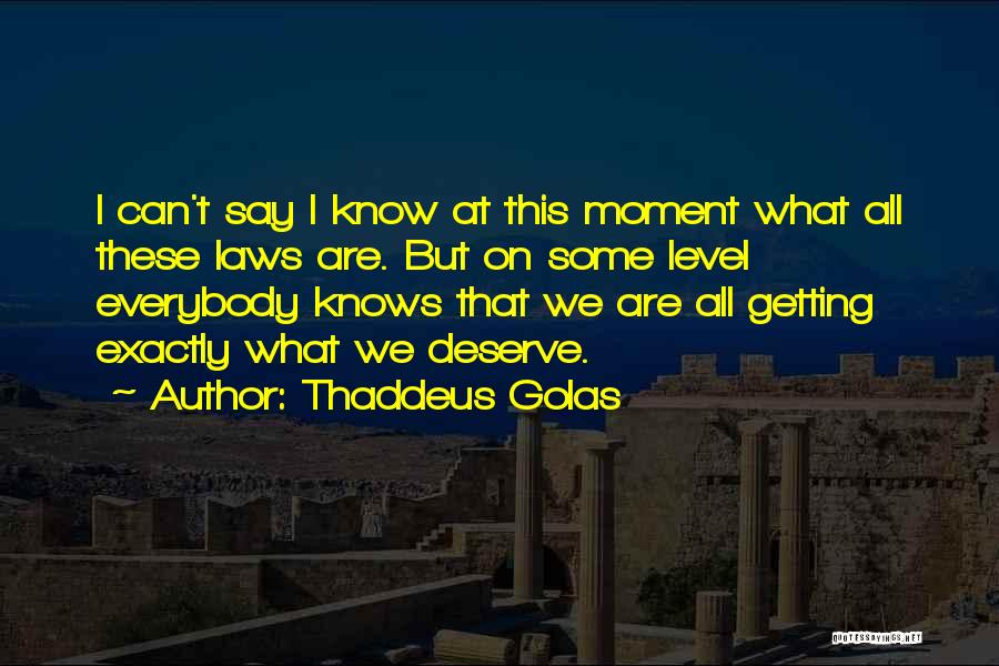 Thaddeus Golas Quotes: I Can't Say I Know At This Moment What All These Laws Are. But On Some Level Everybody Knows That