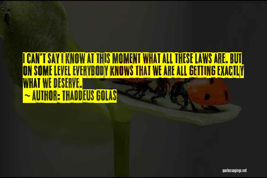 Thaddeus Golas Quotes: I Can't Say I Know At This Moment What All These Laws Are. But On Some Level Everybody Knows That