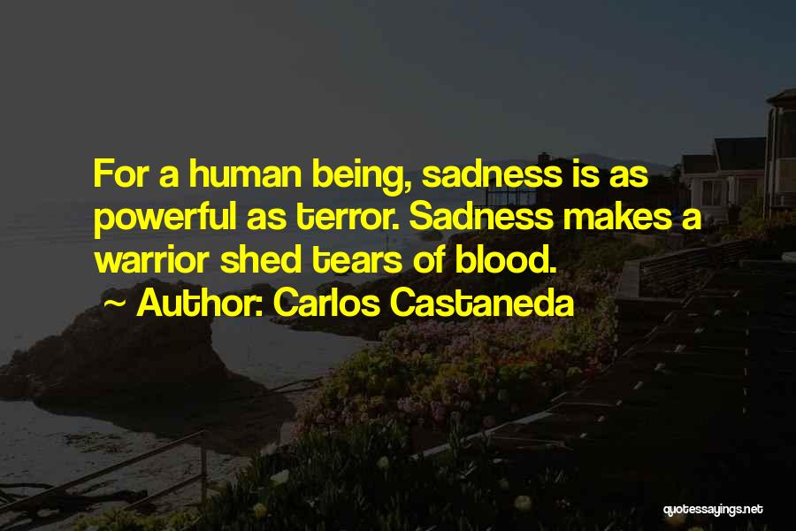 Carlos Castaneda Quotes: For A Human Being, Sadness Is As Powerful As Terror. Sadness Makes A Warrior Shed Tears Of Blood.